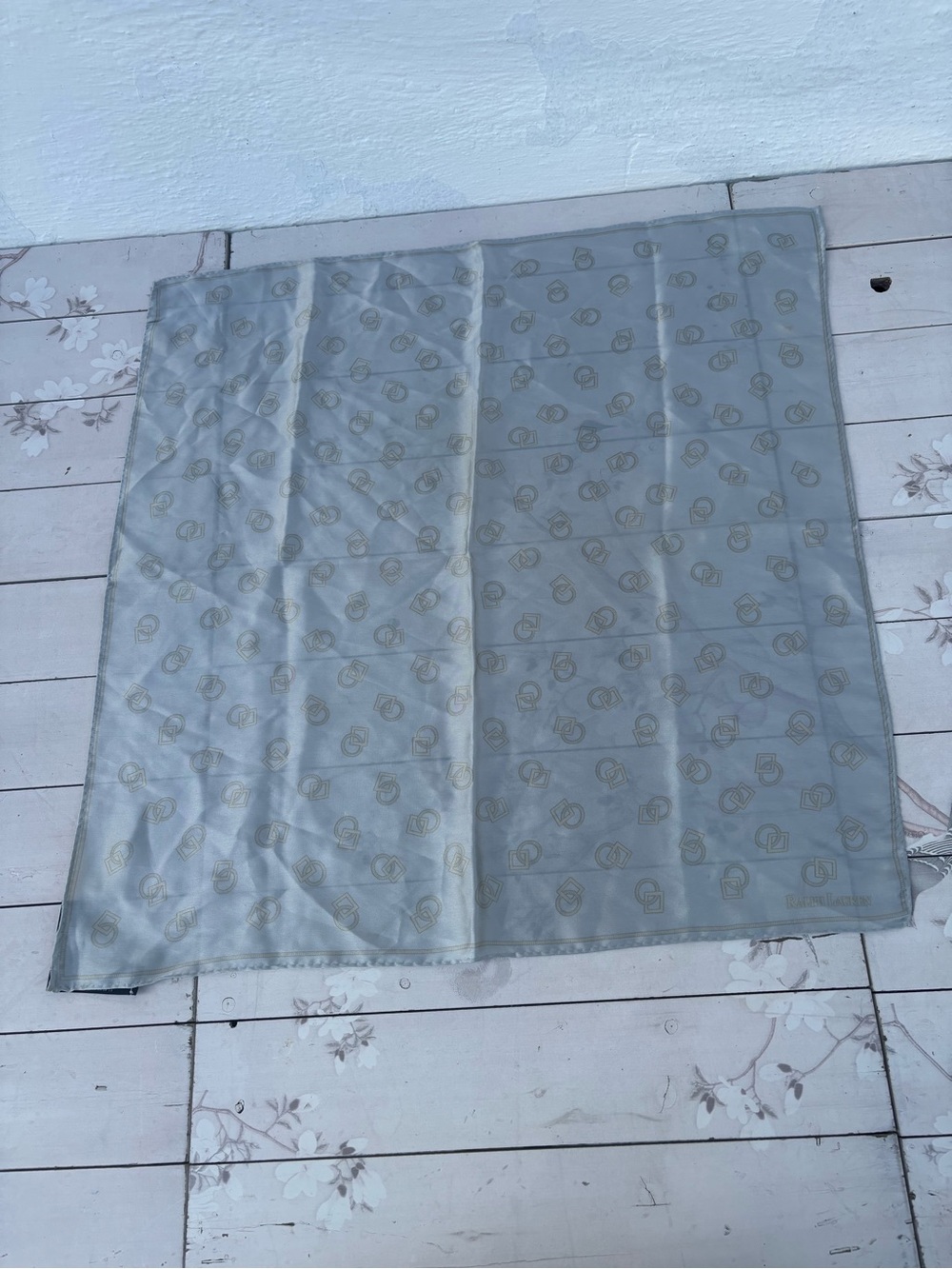 Ralph Lauren Gray Logo Silk Scarf
